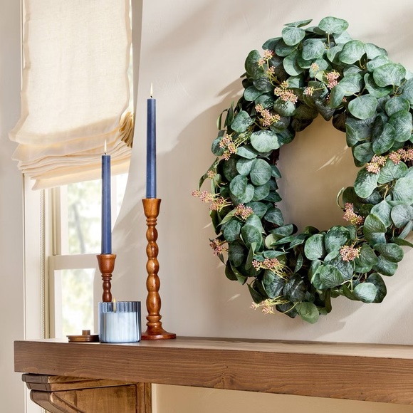 26" Eucalyptus Artificial Wreath Green - Hearth & Hand™ with Magnolia - Picture 2 of 4